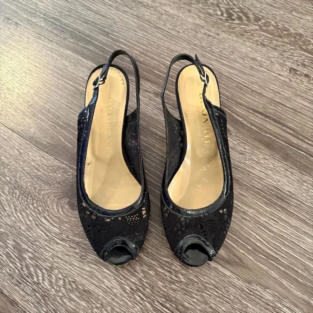 Brunate Peep Toe Kitten Heel